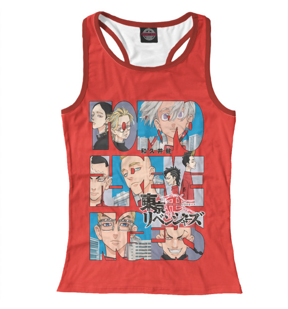 Женская майка-борцовка с притом Токийские мстители цвета Белый Женская майка-борцовка с изображением Токийские мстители цвета Белый