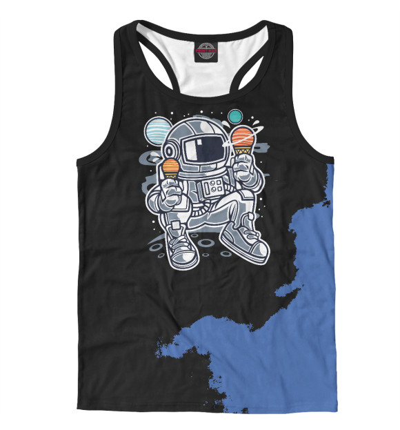 Мужская майка-борцовка с изображением Astronaut eating planetary цвета Белый