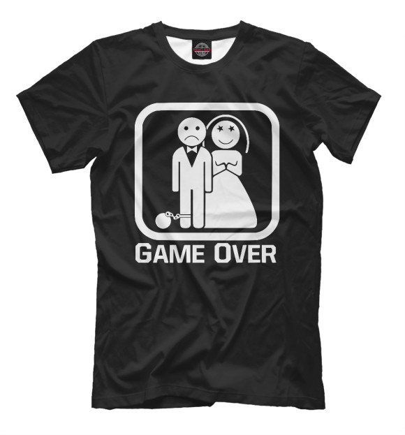 Футболка для мальчиков с изображением Game Over цвета Белый
