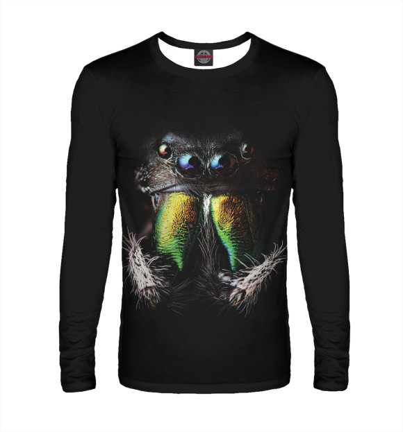 Мужской лонгслив с изображением Паук цвета Белый