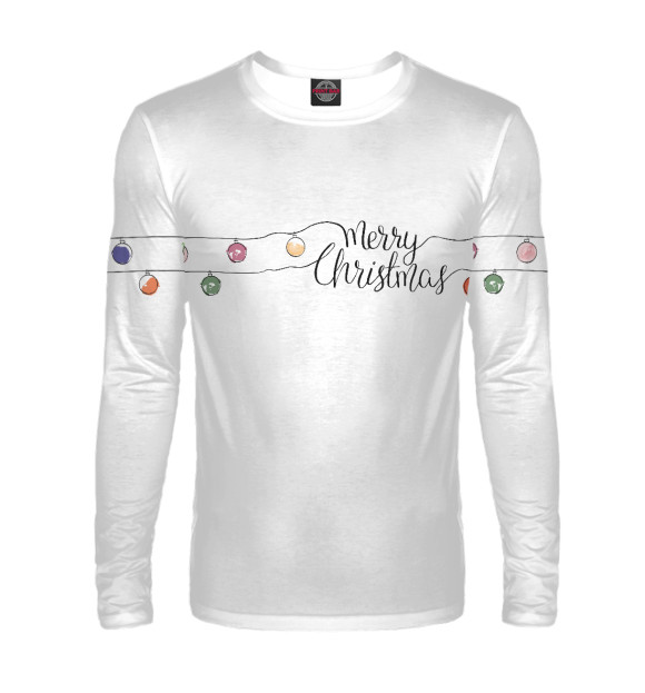 Мужской лонгслив с изображением Рождество цвета Белый