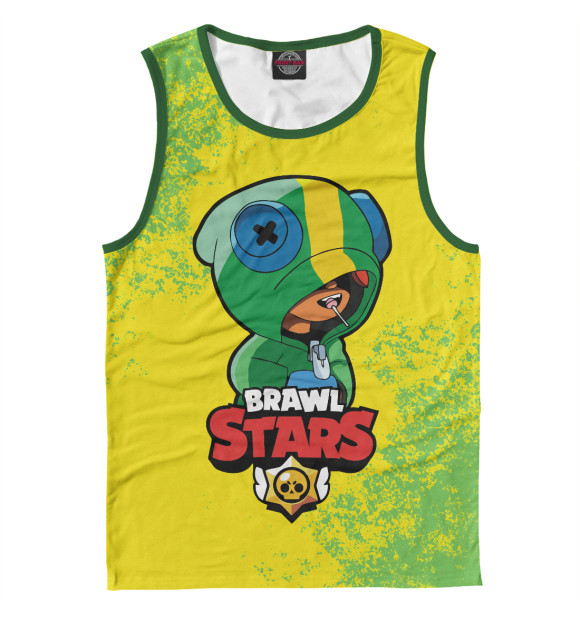 Майка для мальчика с изображением Brawl Stars LEON цвета Белый