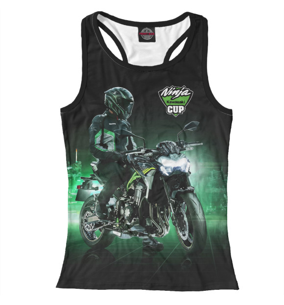 Женская майка-борцовка с изображением Kawasaki ninja cup цвета Белый