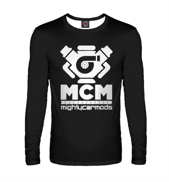 Мужской лонгслив с изображением Mighty car mods цвета Белый