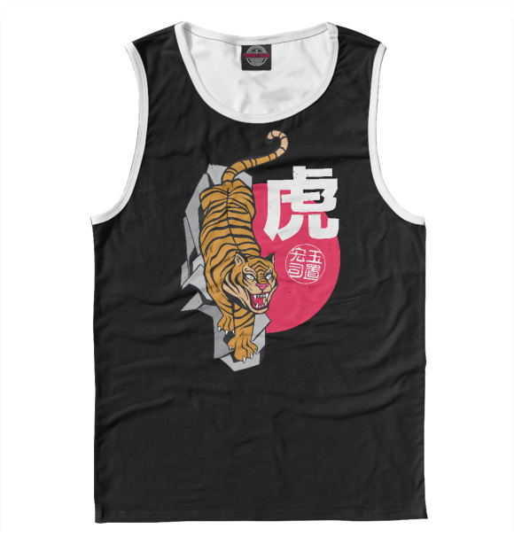 Майка для мальчика с изображением Японский тигр цвета Белый