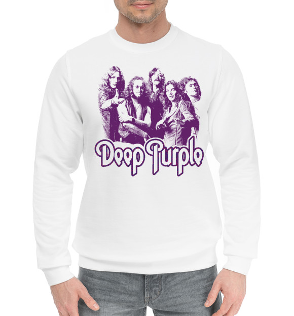 Мужской хлопковый свитшот с изображением Deep Purple цвета Белый