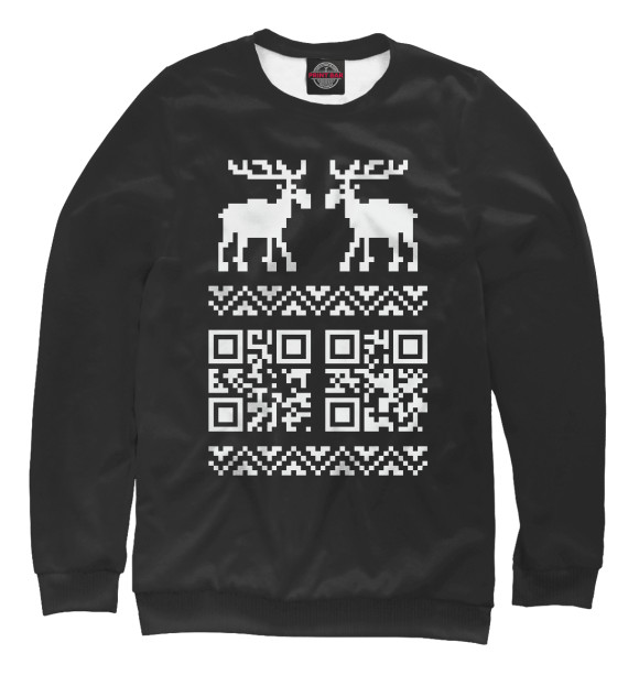 Женский свитшот с изображением QR-Deer цвета Белый