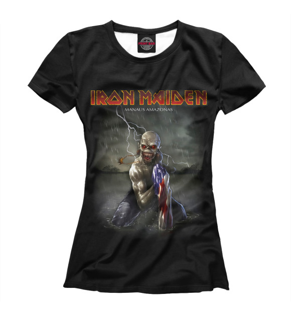 Женская футболка с изображением Iron Maiden цвета Белый