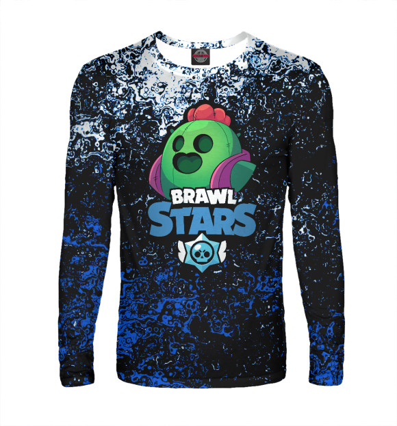 Мужской лонгслив с притом Brawl Stars цвета Белый Мужской лонгслив с изображением Brawl Stars цвета Белый