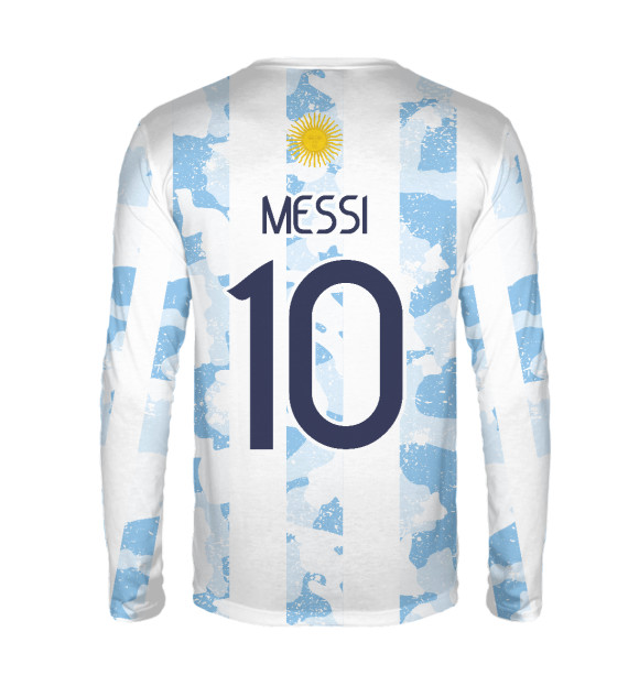 Мужской лонгслив с изображением Лео Месси Аргентина цвета Белый