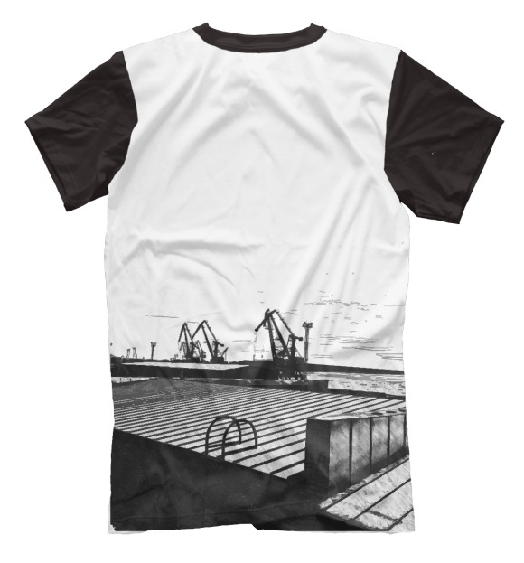 Мужская футболка с изображением Промышленный пейзаж цвета Белый