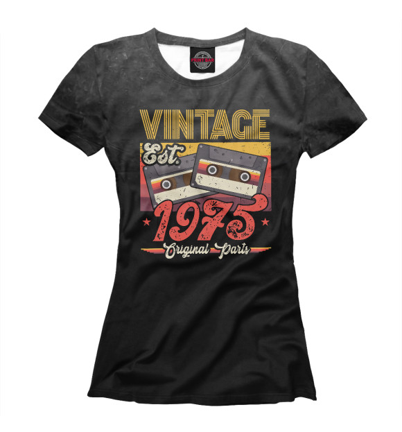 Женская футболка с изображением Vintage 1975 Original Parts цвета Белый