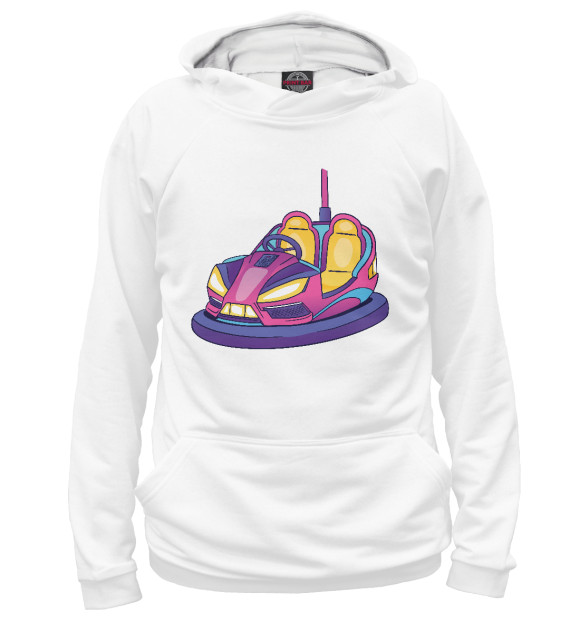 Женское худи с изображением Bumper car цвета Белый