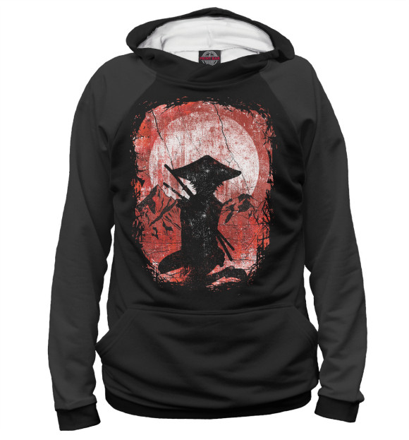 Женское худи с изображением Vintage Lady Samurai цвета Белый