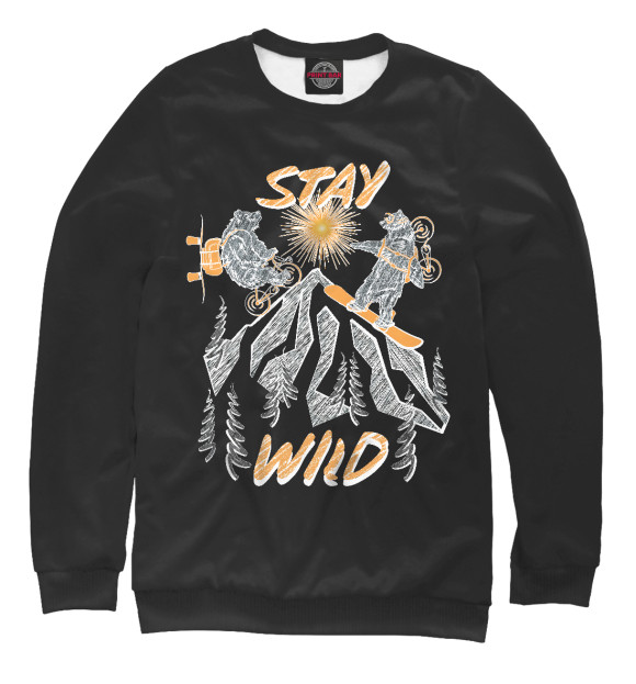 Женский свитшот с изображением STAY WILD цвета Белый