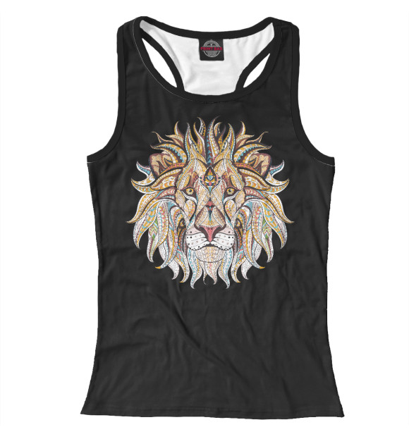 Женская майка-борцовка с изображением Лев цвета Белый