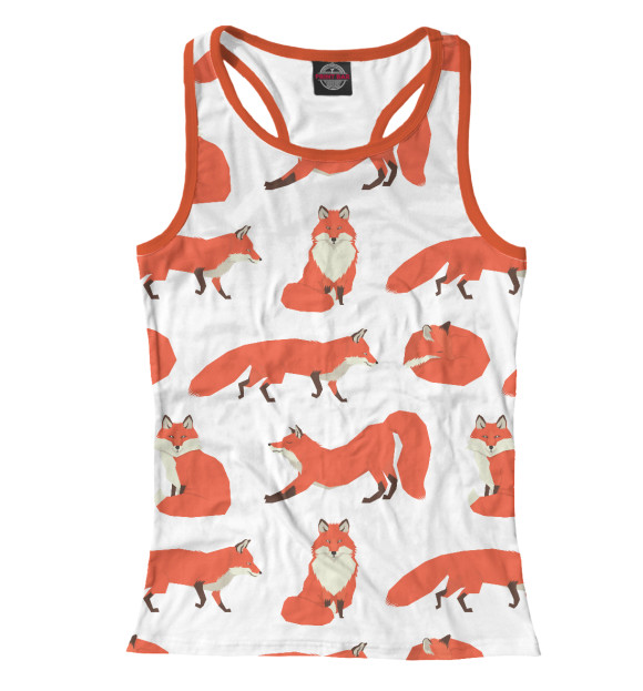 Женская майка-борцовка с изображением Лиса цвета Белый