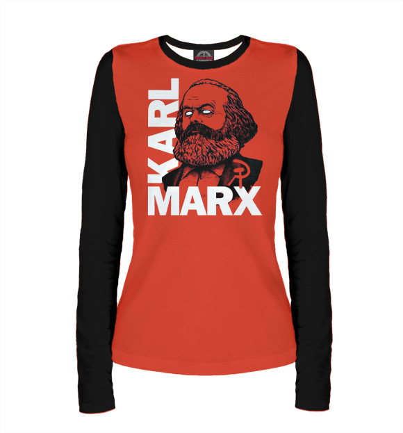 Женский лонгслив с изображением MARX цвета Белый