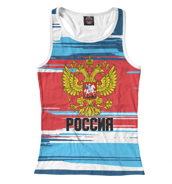Женская майка-борцовка с изображением Россия цвета Белый