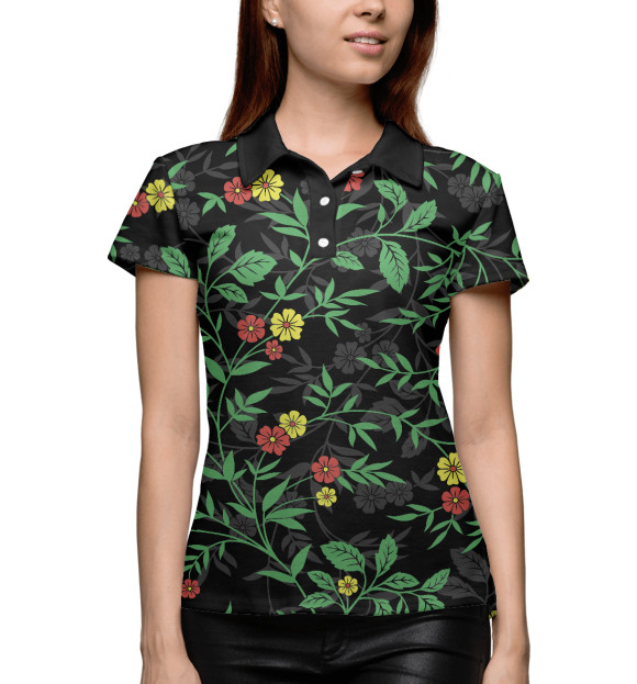 Женское поло с изображением Русский узор цвета Белый