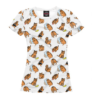 Женская футболка Мемные тигры-котики