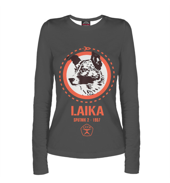 Женский лонгслив с изображением Laika Dog Sputnik Space цвета Белый