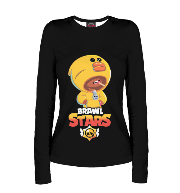 Женский лонгслив с притом Brawl Stars SALLY цвета Белый Женский лонгслив с изображением Brawl Stars SALLY цвета Белый
