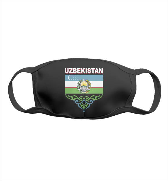 Маска тканевая с изображением Узбекистан цвета Белый