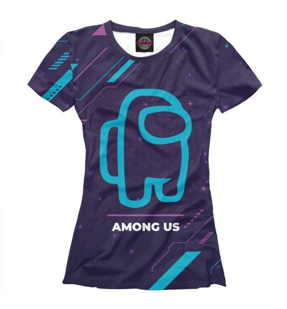 Женская футболка с изображением Among Us Gaming Neon цвета Белый