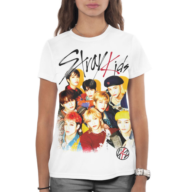 Женская футболка с изображением Stray Kids цвета Белый