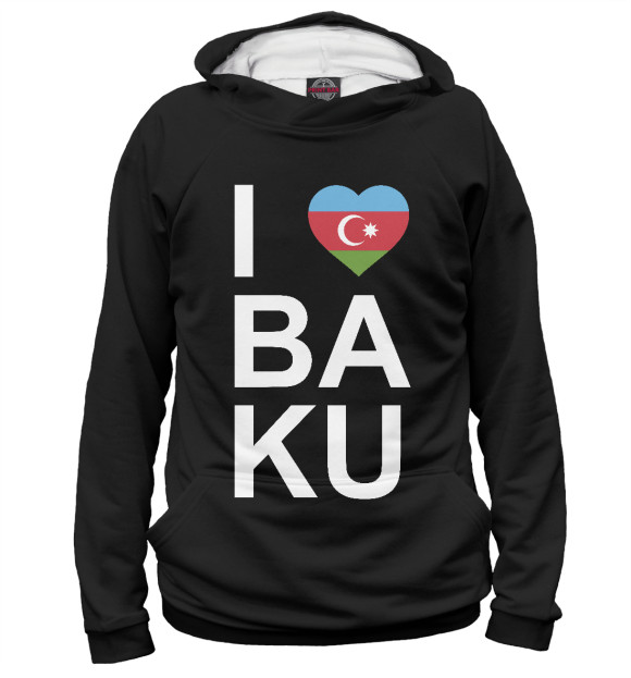 Женское худи с изображением Baku цвета Белый