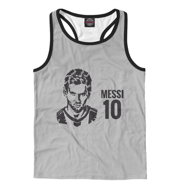 Мужская майка-борцовка с изображением Messi 10 цвета Белый