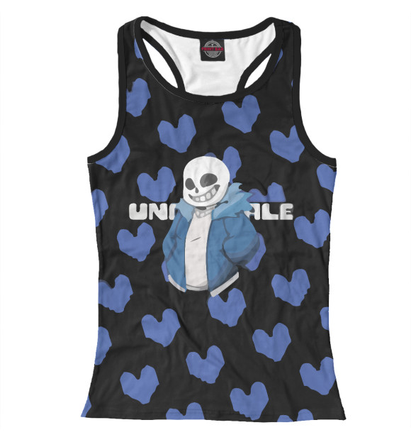 Женская майка-борцовка с притом Undertale цвета Белый Женская майка-борцовка с изображением Undertale цвета Белый