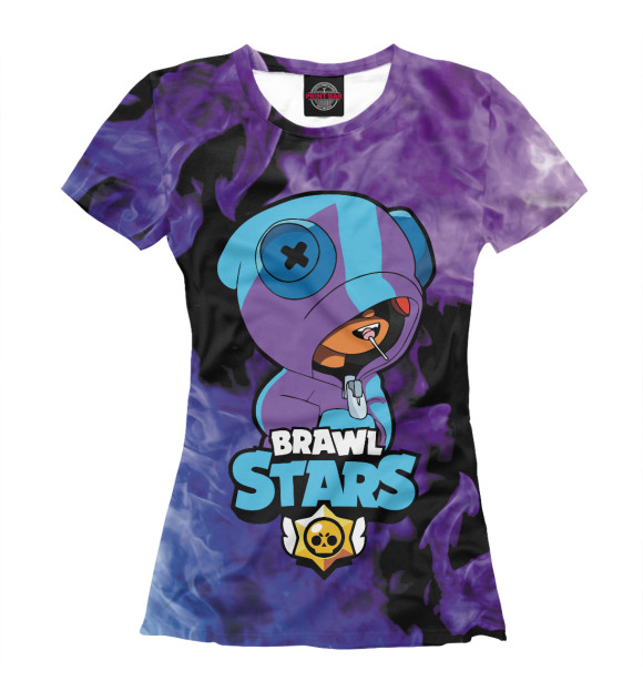 Футболка для девочек с изображением Brawl Stars LEON цвета Белый