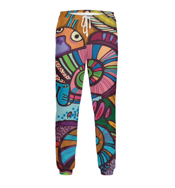 Мужские спортивные штаны с изображением Флора и фауна цвета Белый