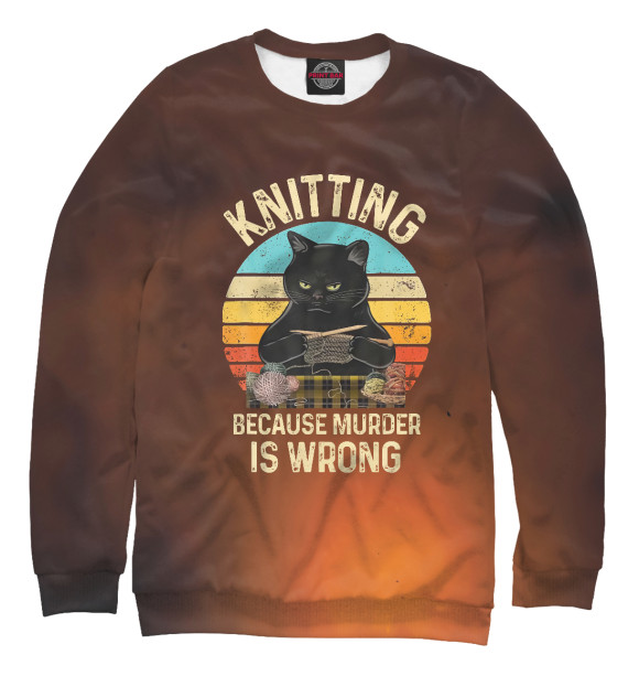 Свитшот для мальчиков с изображением Knitting Because Murder цвета Белый
