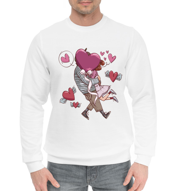 Мужской хлопковый свитшот с изображением Парочка цвета Белый