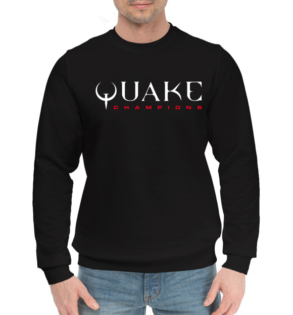 Мужской хлопковый свитшот с изображением Quake Champions цвета Черный