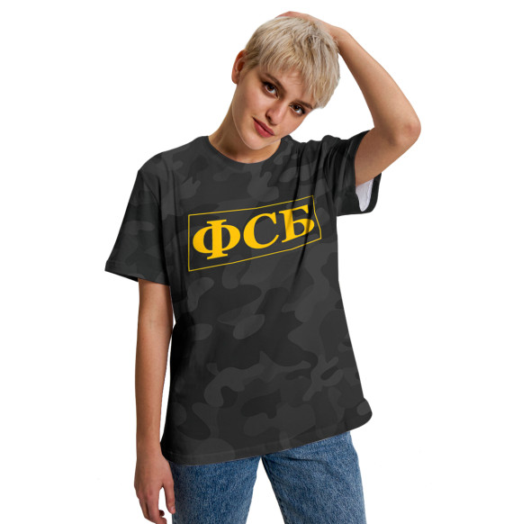 Женская футболка с изображением ФСБ цвета Белый