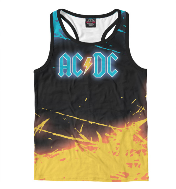 Мужская майка-борцовка с изображением AC/DC цвета Белый