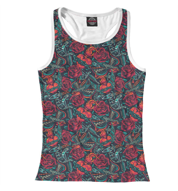 Женская майка-борцовка с изображением Vintage tattoo цвета Белый