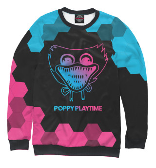 Свитшот для девочек Poppy Playtime Neon Gradient (соты)