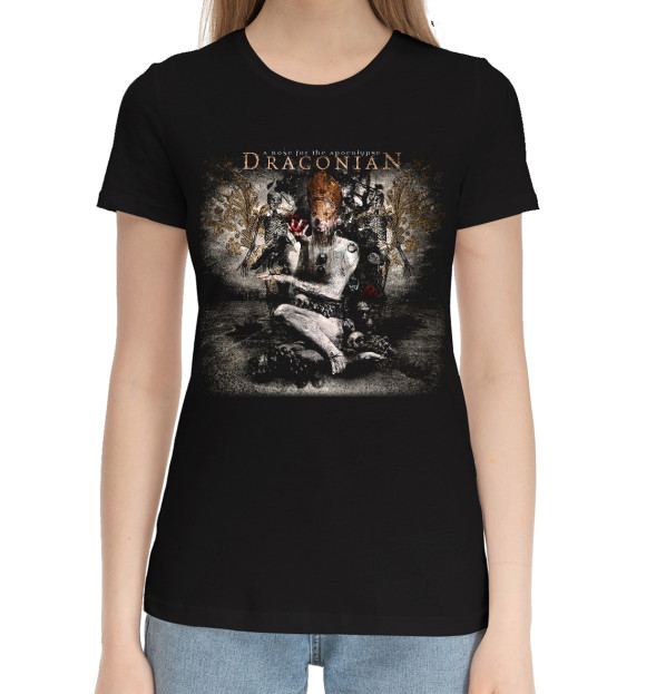Женская хлопковая футболка с изображением Draconian цвета Черный