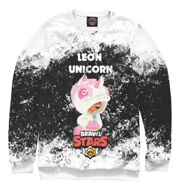 Мужской свитшот с изображением BRAWL STARS LEON UNICORN цвета Белый