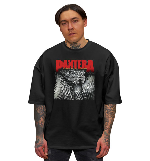 Мужская футболка оверсайз с изображением Pantera цвета Черный