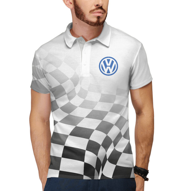Мужское поло с изображением ФОЛЬКСВАГЕН, VOLKSWAGEN цвета Белый