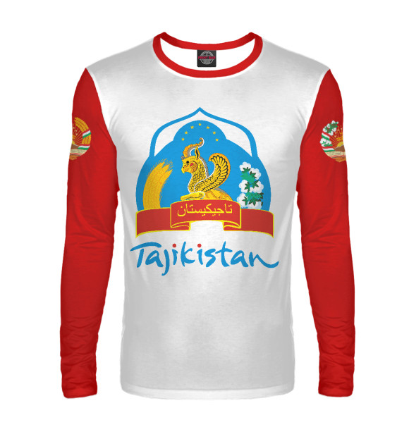 Мужской лонгслив с изображением Tajikistan цвета Белый