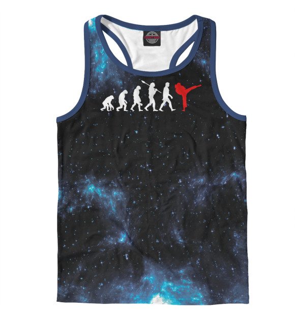 Мужская майка-борцовка с изображением Funny Karate Evolution цвета Белый