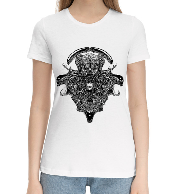 Женская хлопковая футболка с изображением Xenomorph цвета Белый