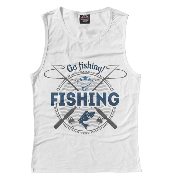 Женская майка с притом Fishing цвета Белый Женская майка с изображением Fishing цвета Белый